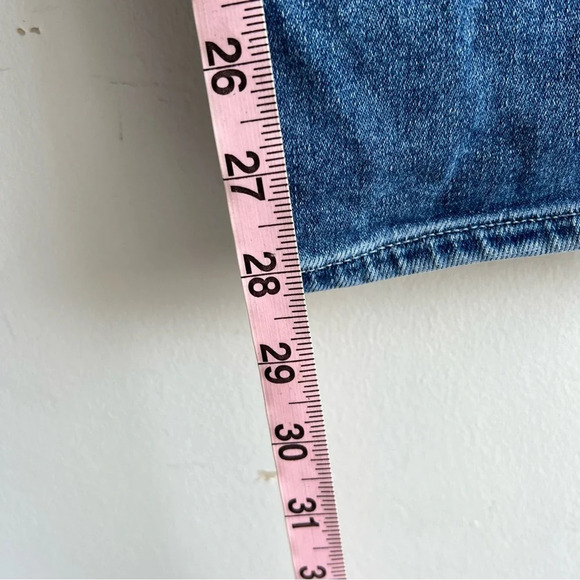 Paige Stella distressed high rise straight leg jeans denim blue 22092 - Picture 5 of 9